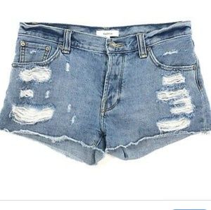 Aritzia Talula High Rise Distressed Jean Shorts